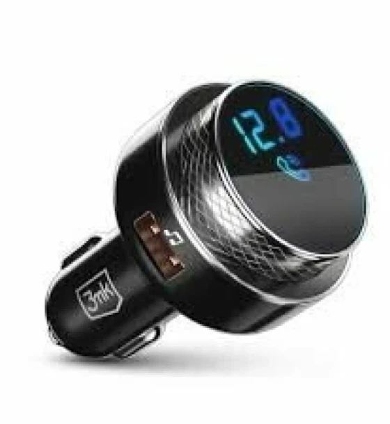 Incarcator Transmitator FM 3mk cu incarcare rapida 23W QC USB 2A Negru/Argintiu