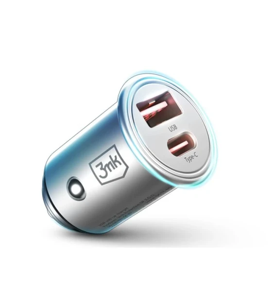 Incarcator auto 3mk USB-A USB-C USB-A PD QC Universal 45W Argintiu