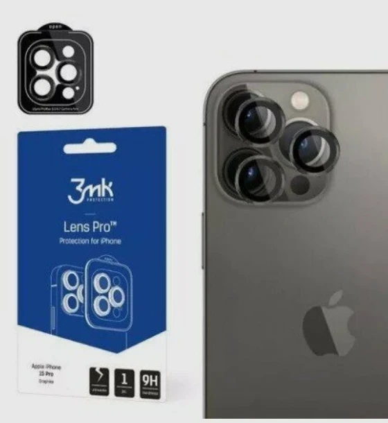Folie de protectie camera 3mk Lens Protection Pro Graphite pentru iPhone 15 Pro