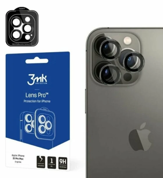 Folie de protectie camera 3mk Lens Protection Pro Graphite pentru iPhone 15 Pro Max