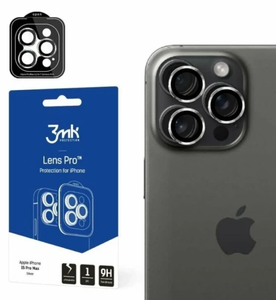 Folie de protectie camera 3mk Lens Protection Pro Silver pentru iPhone 15 Pro Max