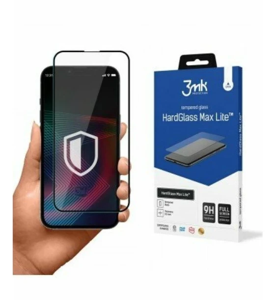 Folie de protectie 3mk HardGlass Max Lite pentru iPhone 15 Pro Max Negru