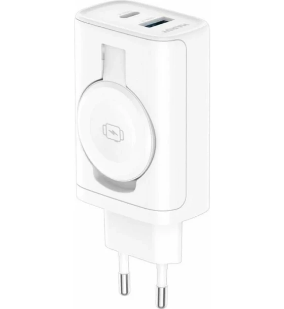 Incarcator retea 3mk Hardy Charger 1x USB-A/USB-C pentru iPhone/Apple Watch PD QC 33W Alb