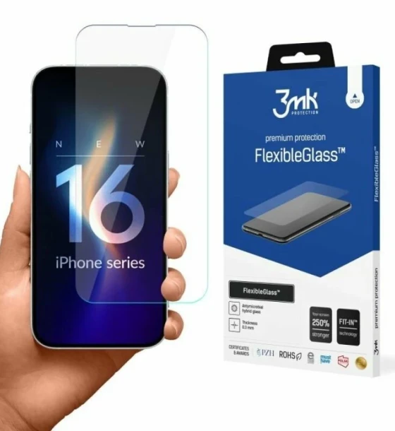 Folie de protectie 3mk FlexibleGlass pentru iPhone 16 Plus