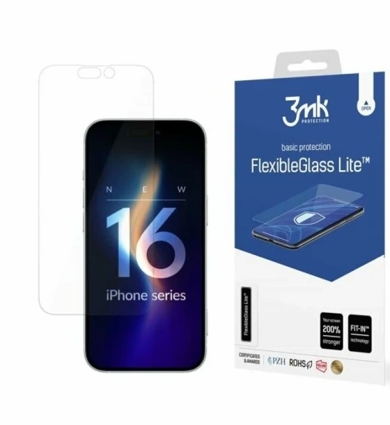 Folie de protectie 3mk FlexibleGlass Lite pentru iPhone 16 Plus