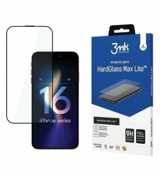 Folie de protectie 3mk HardGlass Max Lite pentru iPhone 16 Pro Max Negru