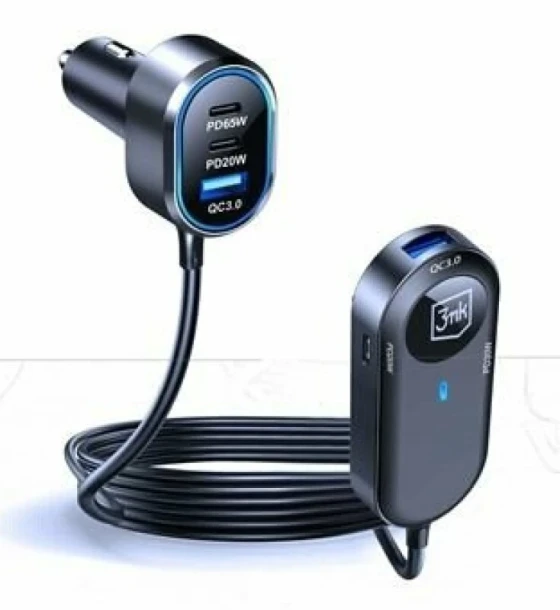 Incarcator auto 3mk Double Car Charger 4xUSB-C 2xUSB-A 135W 10A Cablu 1.5m Negru