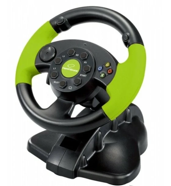 Controlere, Volane si Casti gaming Volan cu pedale Esperanza High Octane EG104 XBOX 360 PS3 PC USB Negru/Verde