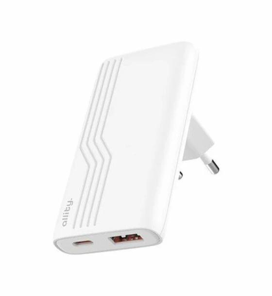 Incarcator Retea Allity ATC-02-65WAC GaN PD QC 1x USB-C + 1x USB-A 65W Alb