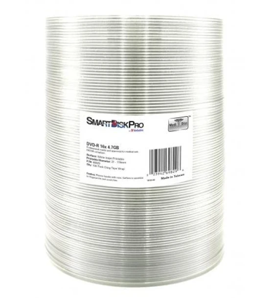 Suport TV si Monitor SmartDisk Pro by Verbatim DVD-R White Inkjet Printable 100 Wrap