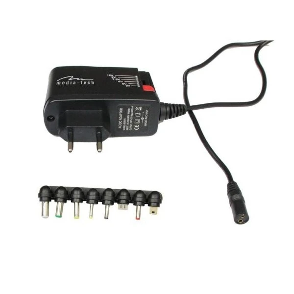 Incarcator universal, Media-Tech, pentru tableta, 3-12V, 2.5A, Negru