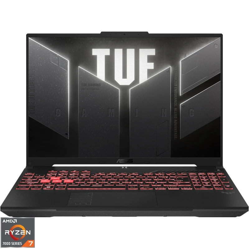 Laptop ASUS Gaming 16 inch TUF A16 FA607NUG, FHD+ 144Hz, Procesor AMD Ryzen 7 7445HS 16M Cache, up to 4.7 GHz, 32GB DDR5, 512GB SSD, GeForce RTX 4050 6GB, No OS, Mecha Gray
